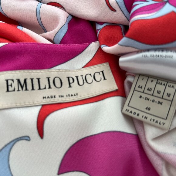 EMILIO PUCCI PINK VISCOSE SILK FLORAL MAXI DRESS MODEL 9EJ146 SIZE IT 44 / US 10 - Picture 14 of 17